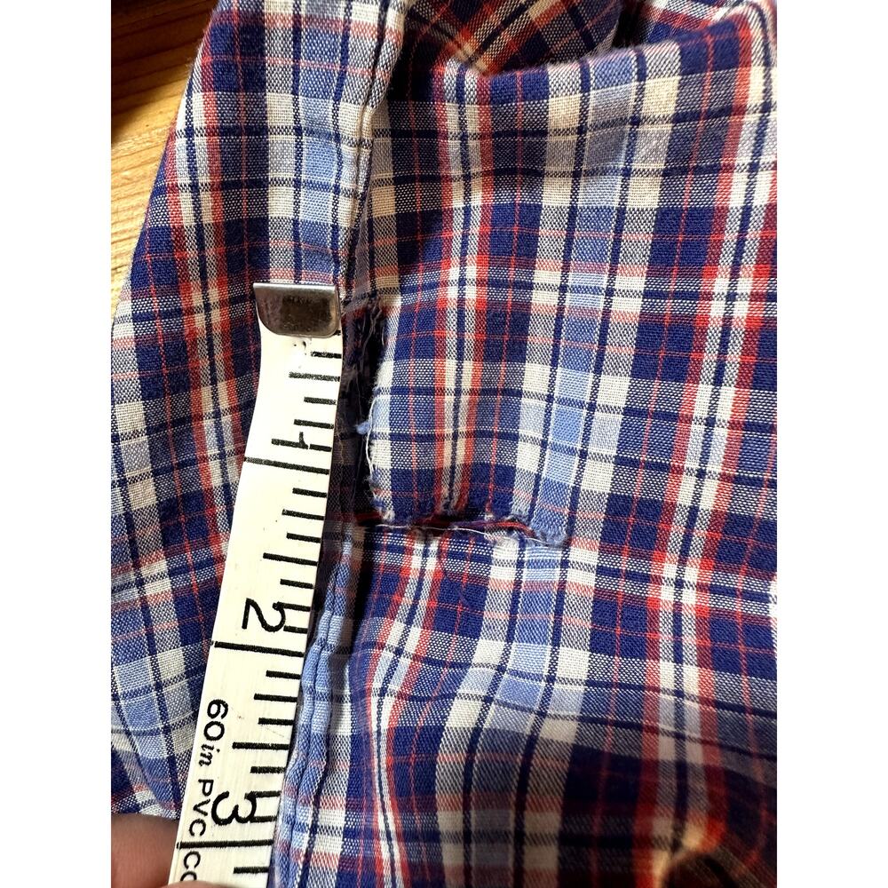 Wrangler Western Pearl Snap Shirt Mens SZ XL Tall Blue Red Plaid Cowboy Rodeo - Picture 12 of 12